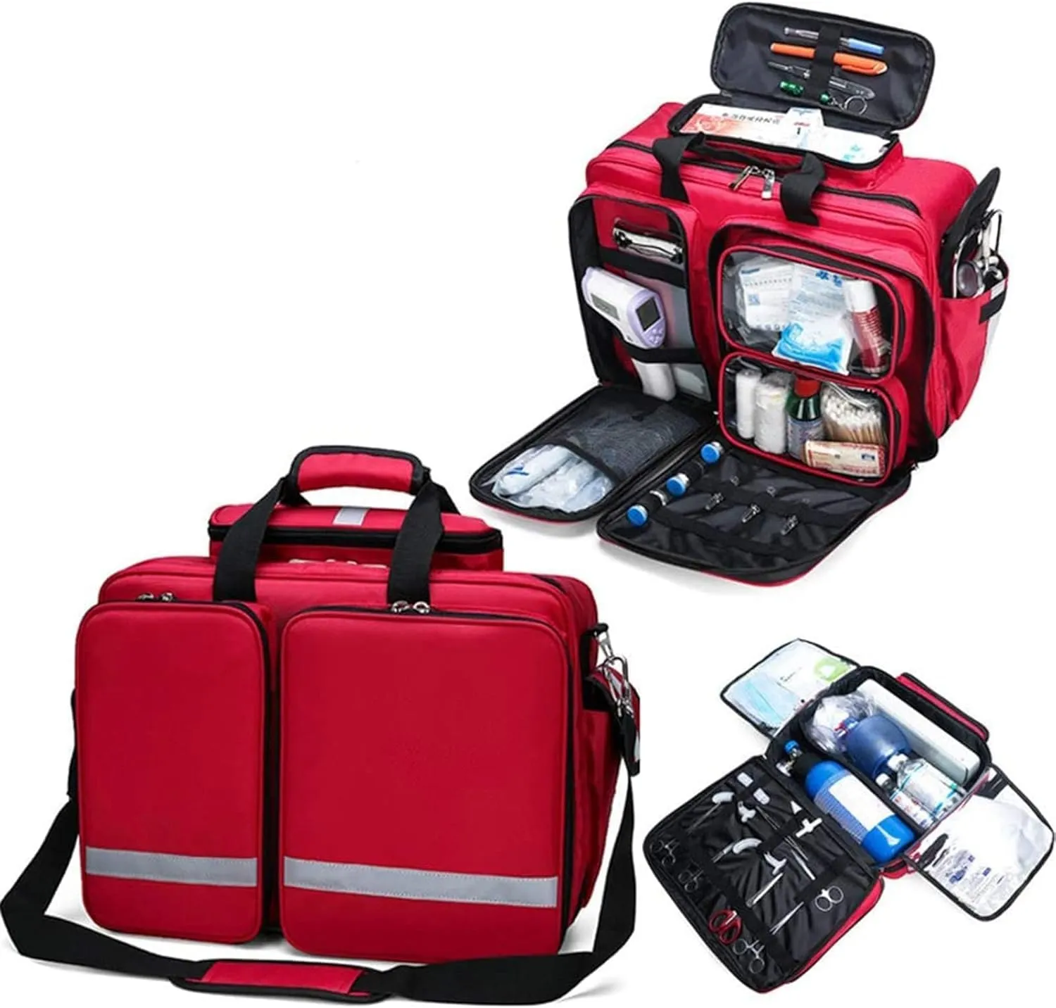Waterproof Oxford Cloth Nurse Tote Bag, Outdoor Emergency Medical Kit, High Capacity Medical Shoulder grain marrow cleanliness rank elevate embroider Bag(Red) Portable First Aid Kit Bag, 
