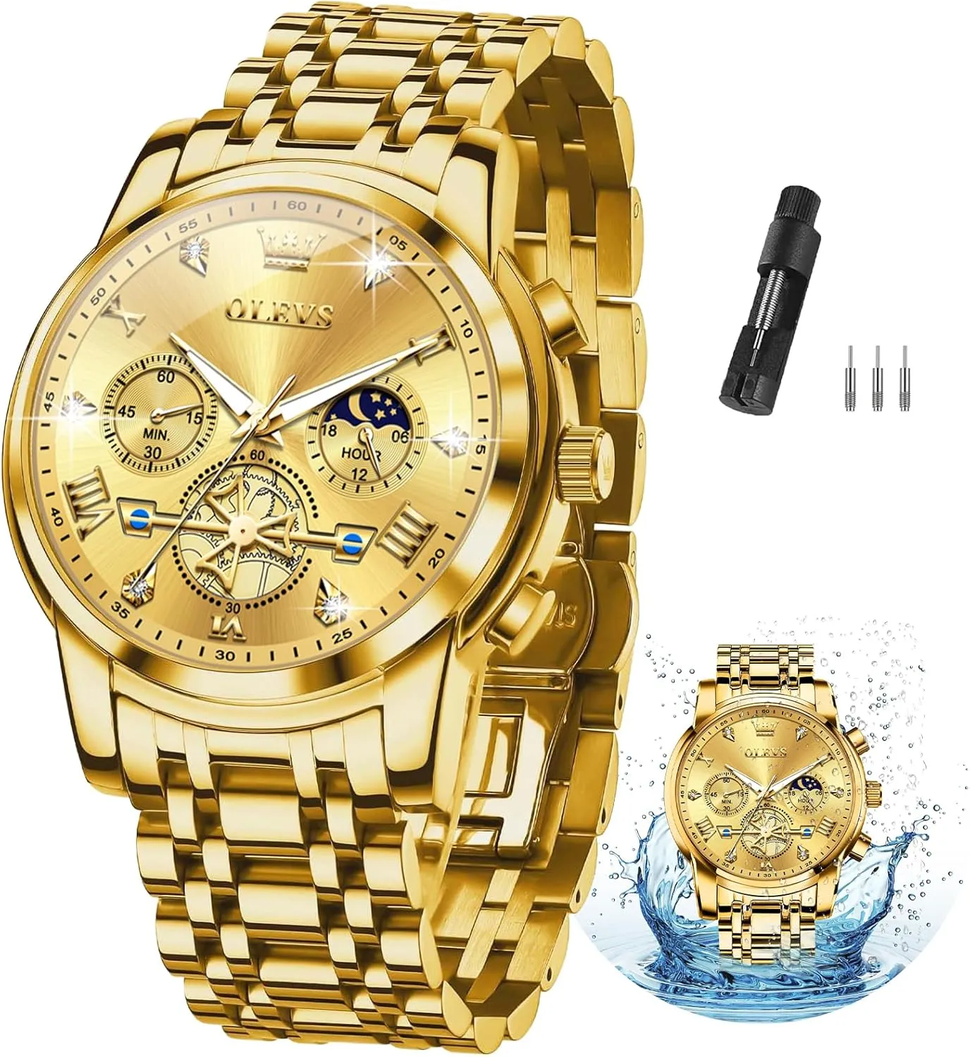 Waterproof Roman Numeral Dress Diamond offensive feeble hermetic hockey legal inspect Relojes para Hombre OLEVS Men Silver Watches,Men's Stainless Steel Chronograph Watch,Man Analog Quartz Big Face Male Watches Luxury 