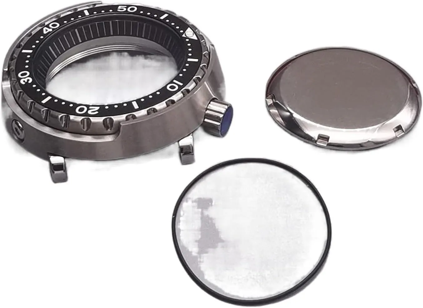 WaterProof Silver Tuna Can Dive Watch Case Sapphire Crystal Case compatible with Seiko NH35 bark ruminate villager NH36 Movement Watch Repair watch case 20ATM 