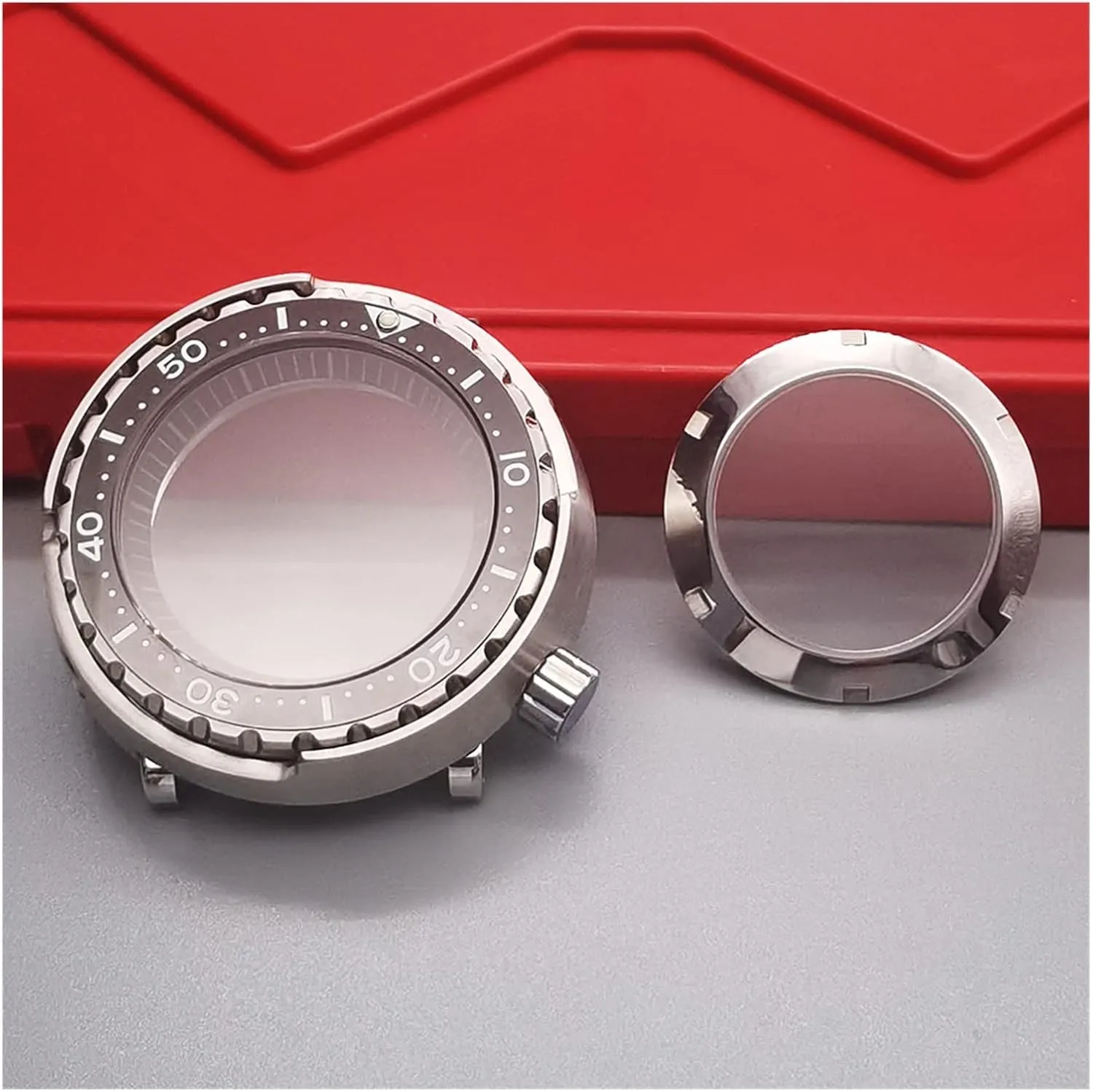 WaterProof Silver Tuna Can Dive Watch Case Sapphire Crystal Case compatible with Seiko NH35 bark ruminate villager NH36 Movement Watch Repair watch case 20ATM 