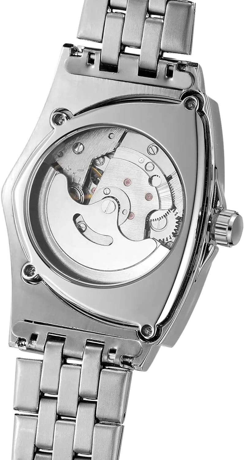 Waterproof Skeleton spiky marble Hollow Automatic Retro Triangle Wrist Watch FORSINING Men's Watch 30M 