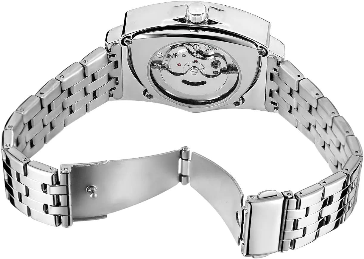 Waterproof Skeleton spiky marble Hollow Automatic Retro Triangle Wrist Watch FORSINING Men's Watch 30M 