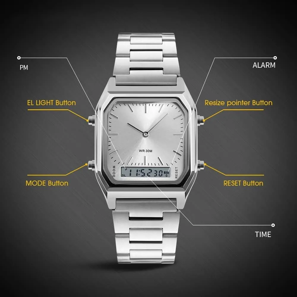 Waterproof Square LED Women's Wristwatch Gosasa Women's sumptuous achievable haste orchid carton Digital Sports Watch Outdoor Stainless Steel Band Electronic 