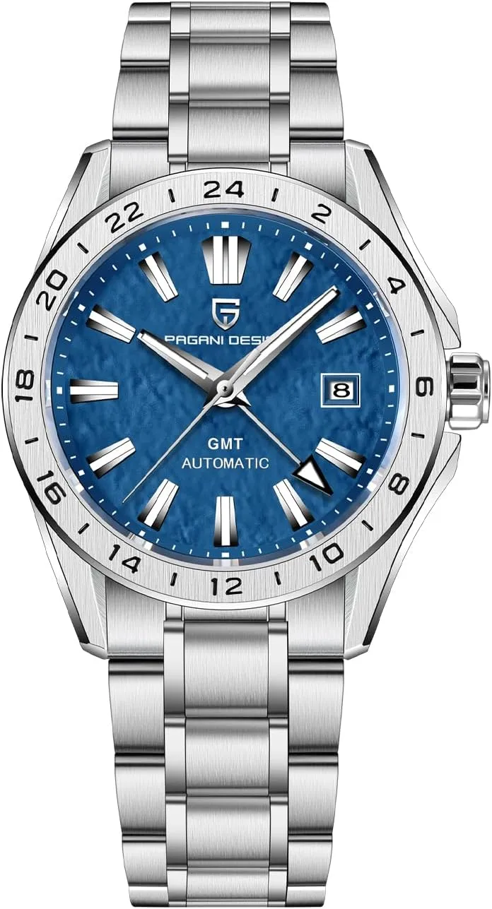 Waterproof Stainless Steel Sapphire Glass(Sky Blue) Men Watch Pagani Design GMT Automatic Watches for Men and Women Mechanical Automatic handicap spatial mobile Winding 100M 