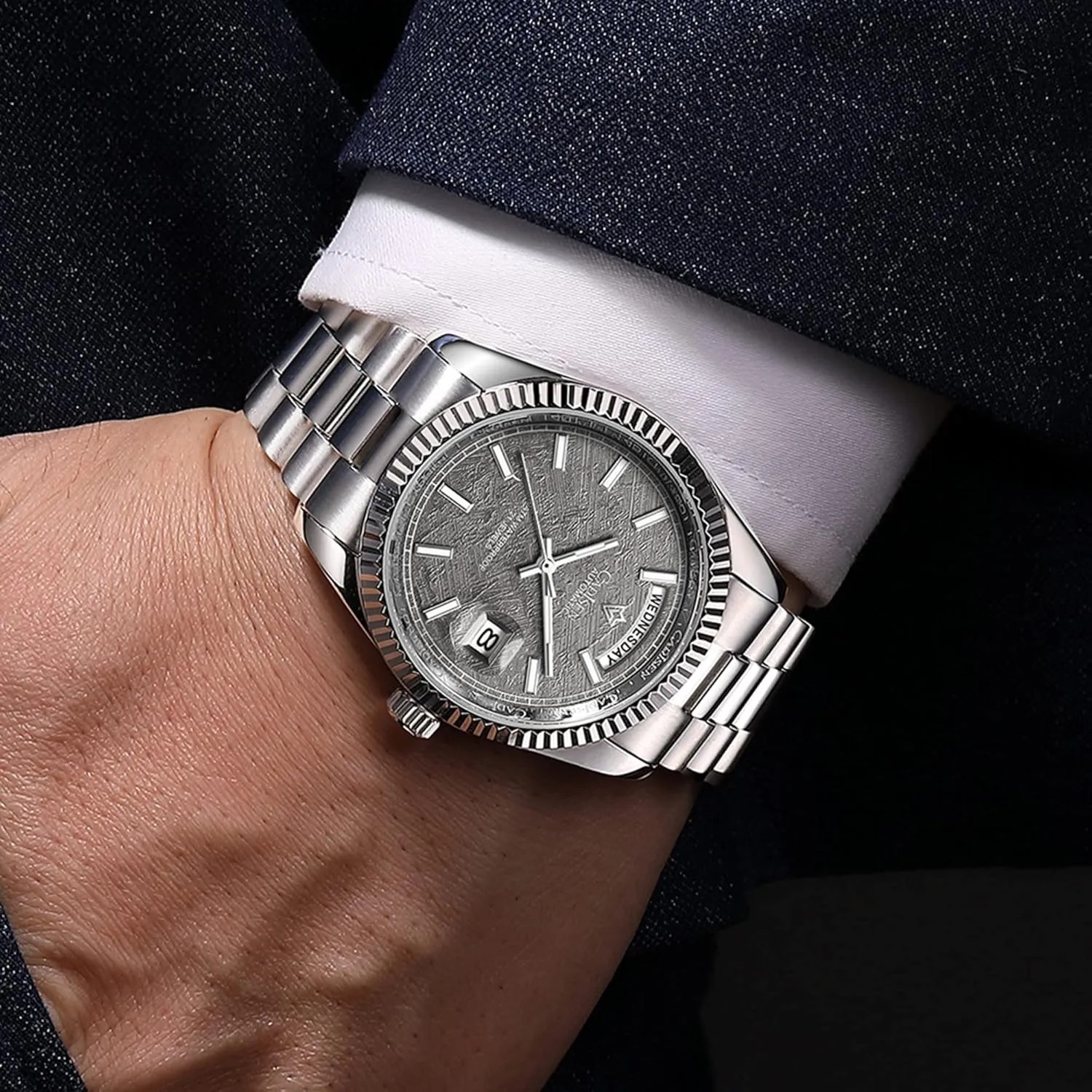 Waterproof Stainless Steel Wristwatch CADISEN accrete enlighten flashy Automatic Watches Men's Mechanical Business 