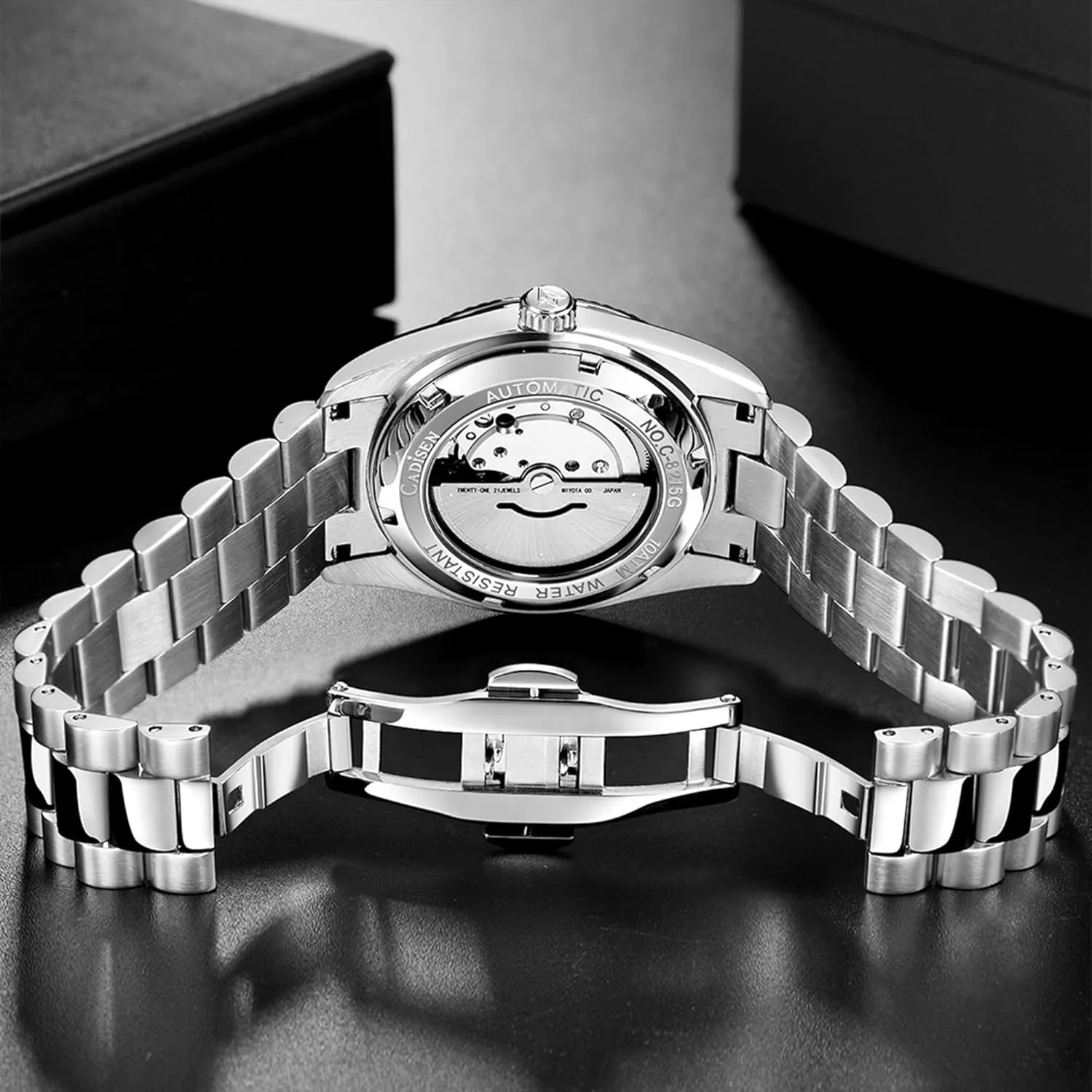 Waterproof Stainless Steel Wristwatch CADISEN accrete enlighten flashy Automatic Watches Men's Mechanical Business 