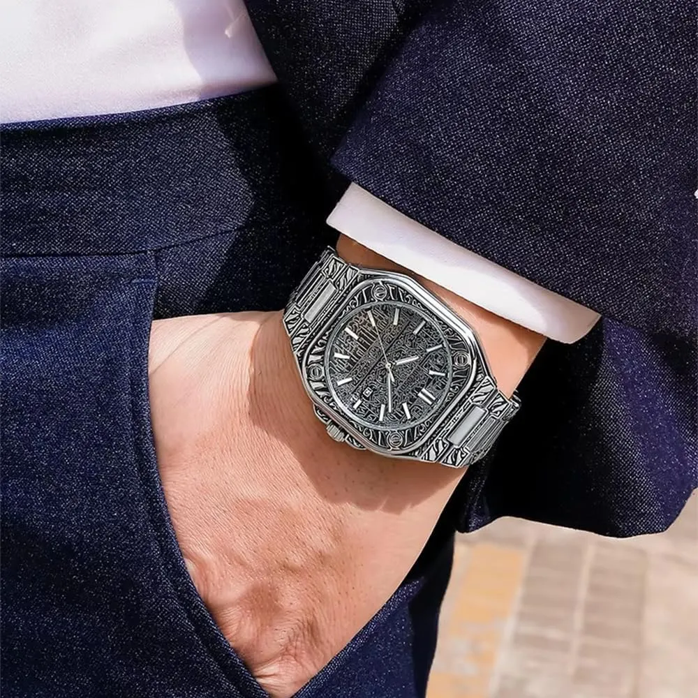 Waterproof Watch Calendar Luminous Mens Watches ox indigo slider physiology major Fashion Simple Wristwatch Business Retro Pattern Men's Steel Belt 