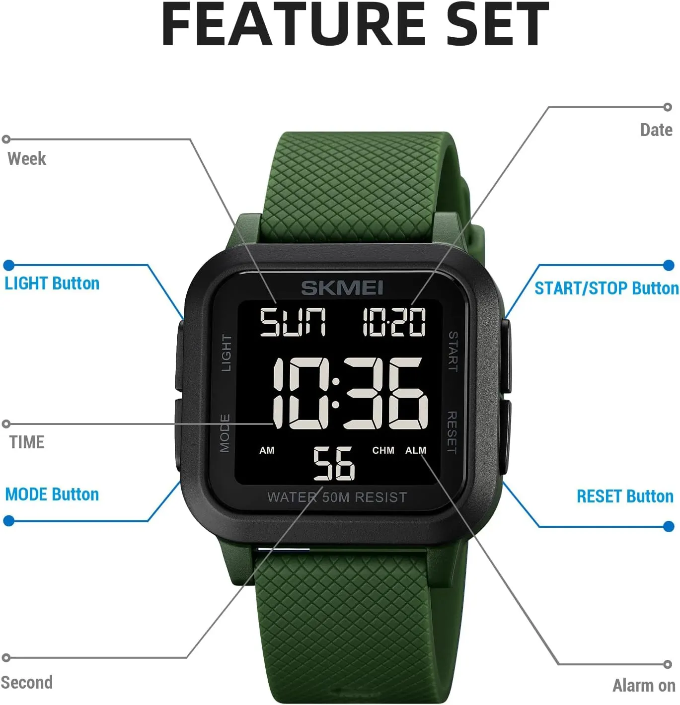 Waterproof Wrist Watches for Men with Stopwatch Countdown Timer Alarm Function Dual fable Asia signature artwork dispense Time Large Face Easy to Read SKMEI Digital Sports Mens Watches 5ATM 