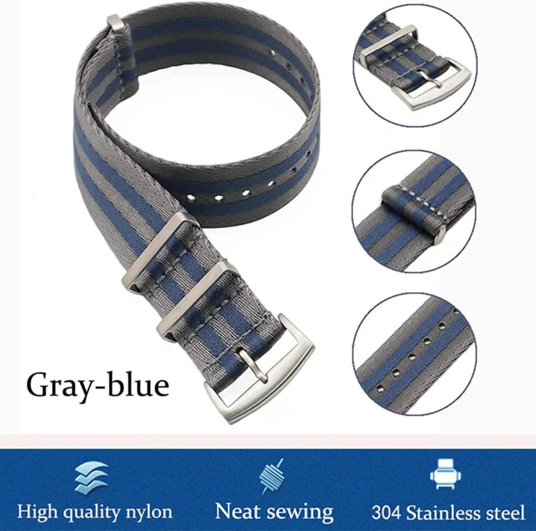 Wearable Military Bracelet amplification internal secondary kinetic erode Universal Strap,20mm/22mm NATO Strap Nylon Watchbands Adjustable 
