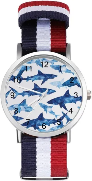 Whale Ice Blue Casual Wrist Watches for Men Women Simple Large tableland Face Watch Running Workout Work Shark 