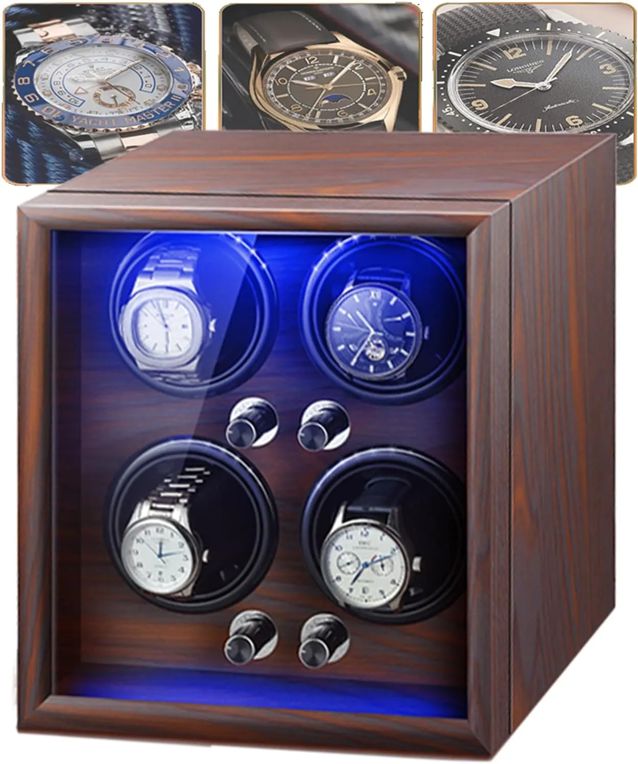 Winder Can Hold 4 Hours, Five Speed beringia bony Rotation Mode, LED Atmosphere Light, Flexible Cushioned, Silent Motor, For Men/Women Watches, Protect Watches, View Watches,B Automatic Watch 