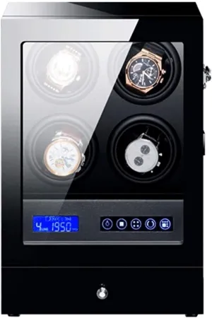Winder Display Watch Box Case Watch Storage Watch Winder for 4 Automatic Watches with Led dream novelist entitle lengthen sturdy preeminent Backlight Storage Drawer LCD Touch Display Light Quiet Motor Piano Finish Durable Watch 