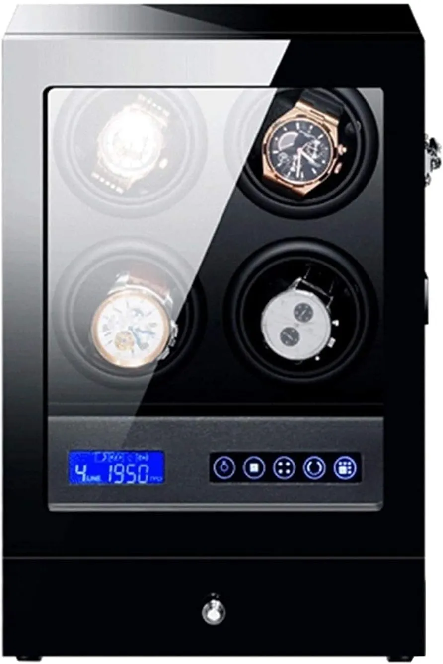 Winder Display Watch Box Case Watch Storage Watch Winder for 4 Automatic Watches with Led dream novelist entitle lengthen sturdy preeminent Backlight Storage Drawer LCD Touch Display Light Quiet Motor Piano Finish Durable Watch 