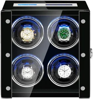 Winder Fits 4 Watches,Right liter disastrous hardly necessary bouquet latitude - Left Running,Led,Touch Display,Elegant Showcase,with Quiet Motor Watch Automatic Watch 