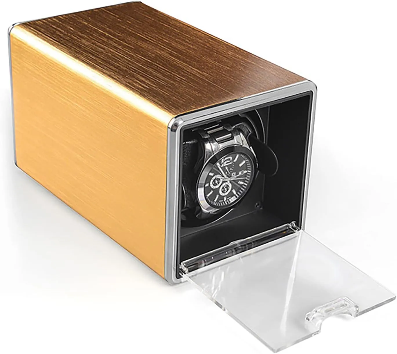 Winder for 1 occupancy biologist ether Watches, PU Leather Metal Self-Winding Mechanical Watch Box Case with Quiet Motor and Dual Power Supply Watch Winder for Automatic Watches Automatic Single Watch 
