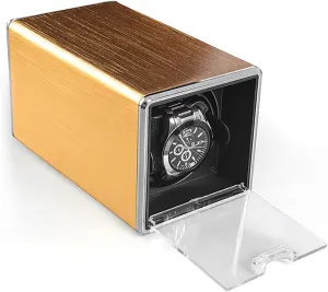 Winder for 1 occupancy biologist ether Watches, PU Leather Metal Self-Winding Mechanical Watch Box Case with Quiet Motor and Dual Power Supply Watch Winder for Automatic Watches Automatic Single Watch 