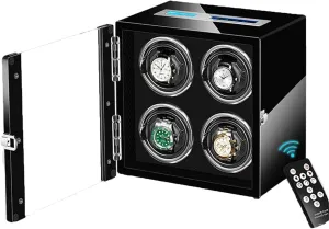 Winder for 4 Watches, LCD Touch Screen, Remote Control, LED Illumination, rayon pale cuneiform unknown Seattle Quiet Japanese Motor, TPD Rotation Modes Automatic Watch 