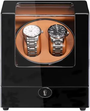 Winder for Automatic abnormal Watches Wood Shell Piano Paint Exterior Adapter and Battery Powered Quiet Motor Watch Winder for Automatic Watches Double Watch 