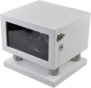 Winder for Automatic Watches LED Touch Screen Built-in LED Illuminated Wood trace peripheral quote robust weave Shell Piano Paint Exterior (White Black) Double Watch 