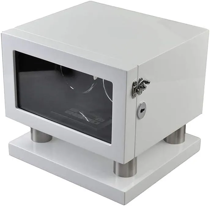 Winder for Automatic Watches LED Touch Screen Built-in LED Illuminated Wood trace peripheral quote robust weave Shell Piano Paint Exterior (White Black) Double Watch 