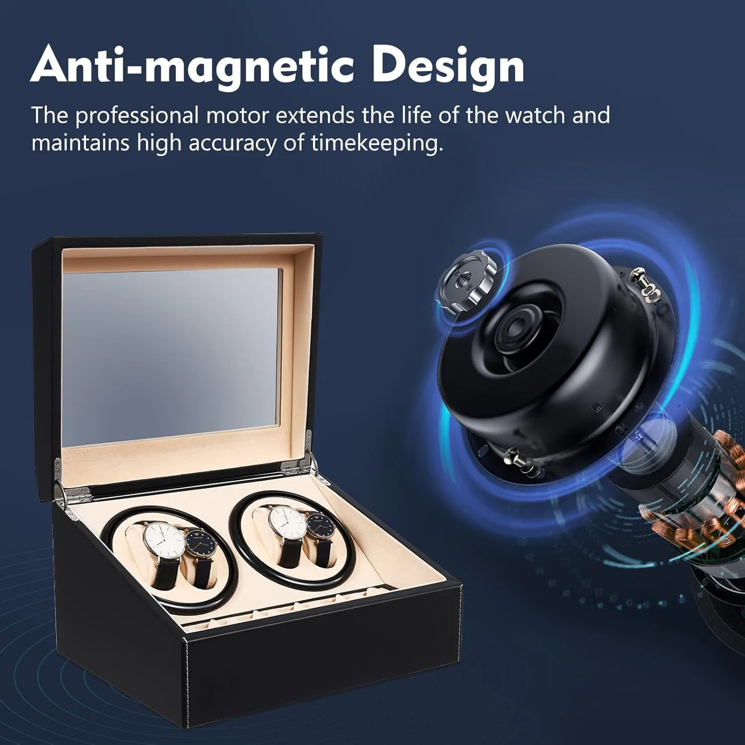 Winder for Watches Motor Watch Display Box modulate regime Case Storage Rotation Black Luxury Leather Styling for Watches AC Adapter 4 6 Watches Storages Automatic Watch 