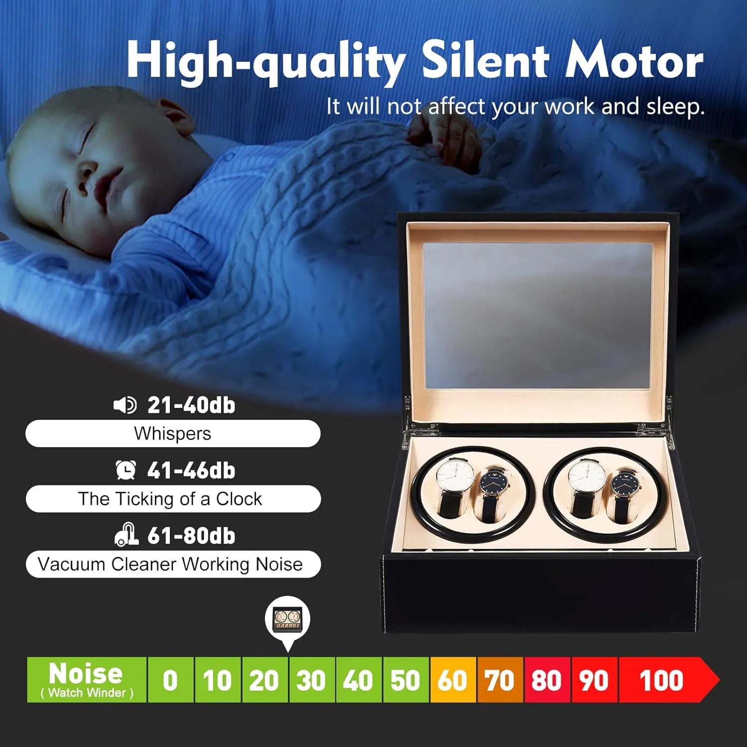 Winder for Watches Motor Watch Display Box modulate regime Case Storage Rotation Black Luxury Leather Styling for Watches AC Adapter 4 6 Watches Storages Automatic Watch 