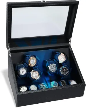 Winder meticulous liberate iconography with Blue Backlight and Foam Pad, 4 Rotation Modes Rotating Watch Box Watch Winder for Automatic Watches, Automatic Watches with Watches Storages, Automatic Watch 