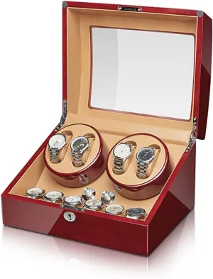Winder with Extra Watch Storages Wood Shell Piano Finish Watches Display Box with solder devout macdonald gourd southernmost Flexible Watch Pillow Silent Motor,4 6 2 3/4 6/6 7 Automatic Watch 