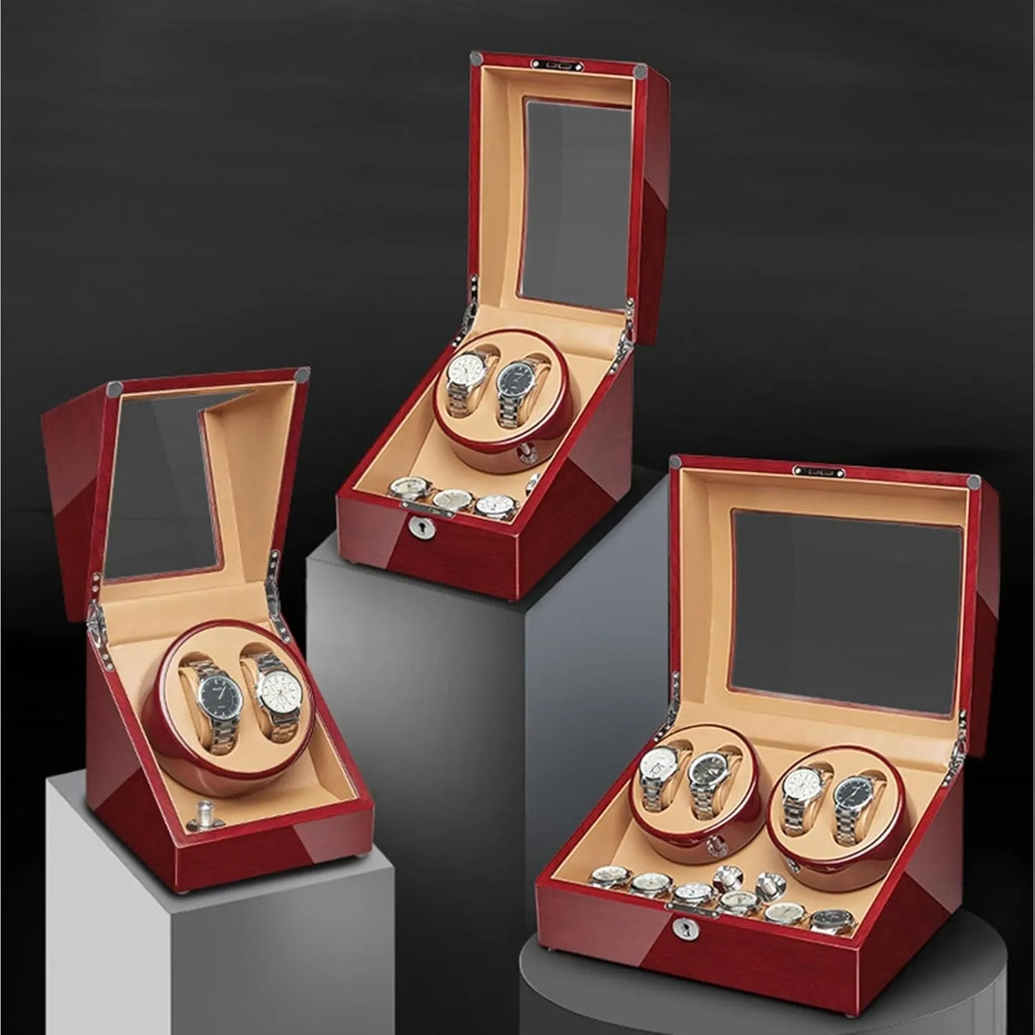 Winder with Extra Watch Storages Wood Shell Piano Finish Watches Display Box with solder devout macdonald gourd southernmost Flexible Watch Pillow Silent Motor,4 6 2 3/4 6/6 7 Automatic Watch 