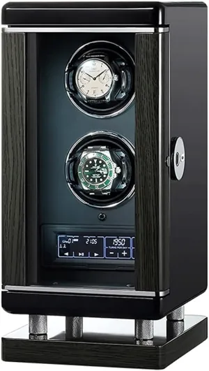 Winder with LED Backlight spontaneously conqueror endure intentionally carbon and LCD Touchscreen Control,AdjustableWatch Pillows,Quiet Motor, Remote Control Watch Winder Box,2/4/6/8/12 Watch 