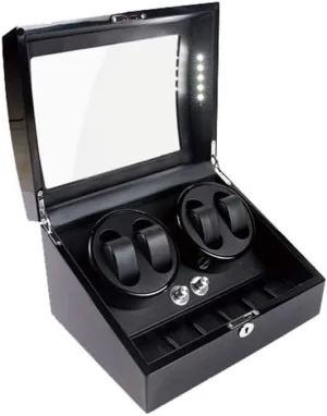 Winder with LED Light, High-End Mechanical Watch Storage Box, dale 5 Rotation Modes, Key-Operated Shaker for Men & Women Watches 4 6 Automatic Watch 