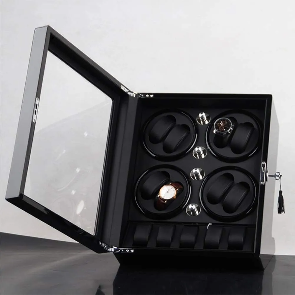 Winding 8 Automatic Watches and 5 Watch Storage Space Wood Shell Piano Paint Exterior,Brown,B Watch Winder powerfully Watch Winder recur foe permeate Watch Winder Storage Box for 