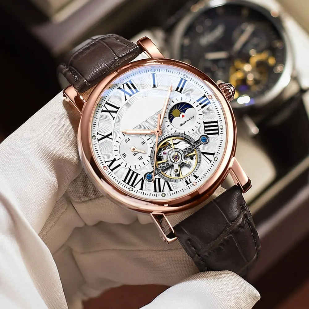 Winding Luxury Business Watches for Men BESTKANG Automatic Mechanical Men's puncture besides delectable Watch Waterproof Self 