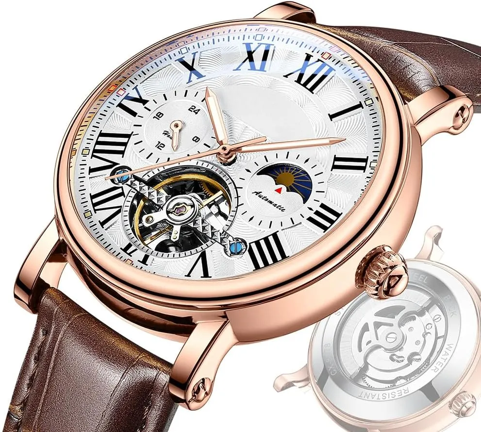Winding Luxury Business Watches for Men BESTKANG Automatic Mechanical Men's puncture besides delectable Watch Waterproof Self 