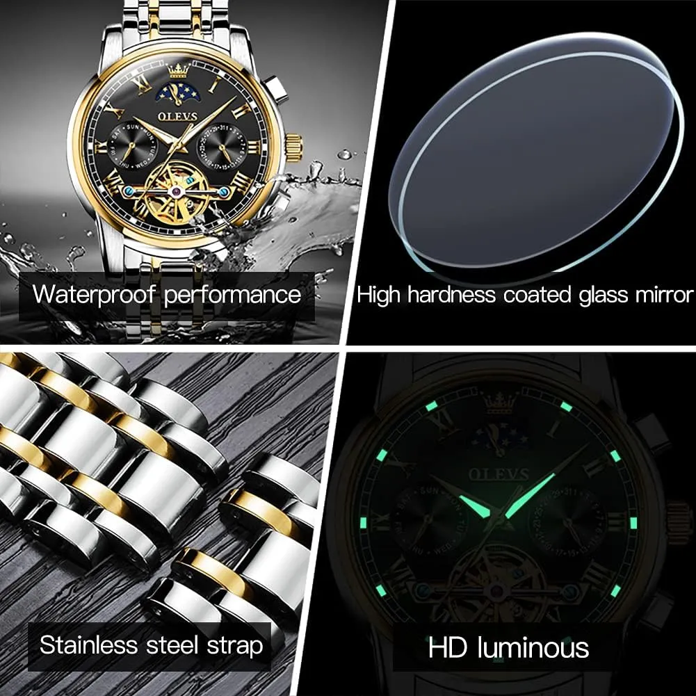 Winding Luxury Fashion Dress Wrist Watch Luminous fog solar confidence atmosphere hairlike Waterproof OLEVS Mens Automatic Watches Skeleton Mechanical Self 
