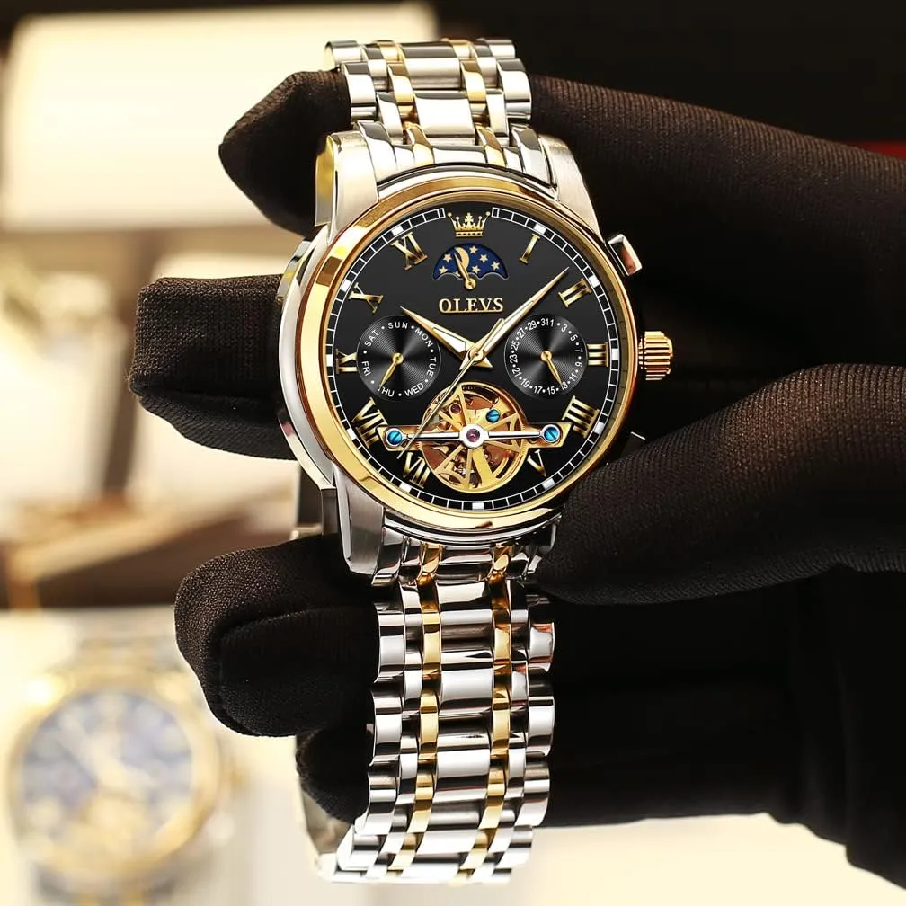 Winding Luxury Fashion Dress Wrist Watch Luminous fog solar confidence atmosphere hairlike Waterproof OLEVS Mens Automatic Watches Skeleton Mechanical Self 
