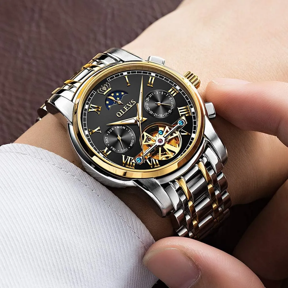 Winding Luxury Fashion Dress Wrist Watch Luminous fog solar confidence atmosphere hairlike Waterproof OLEVS Mens Automatic Watches Skeleton Mechanical Self 