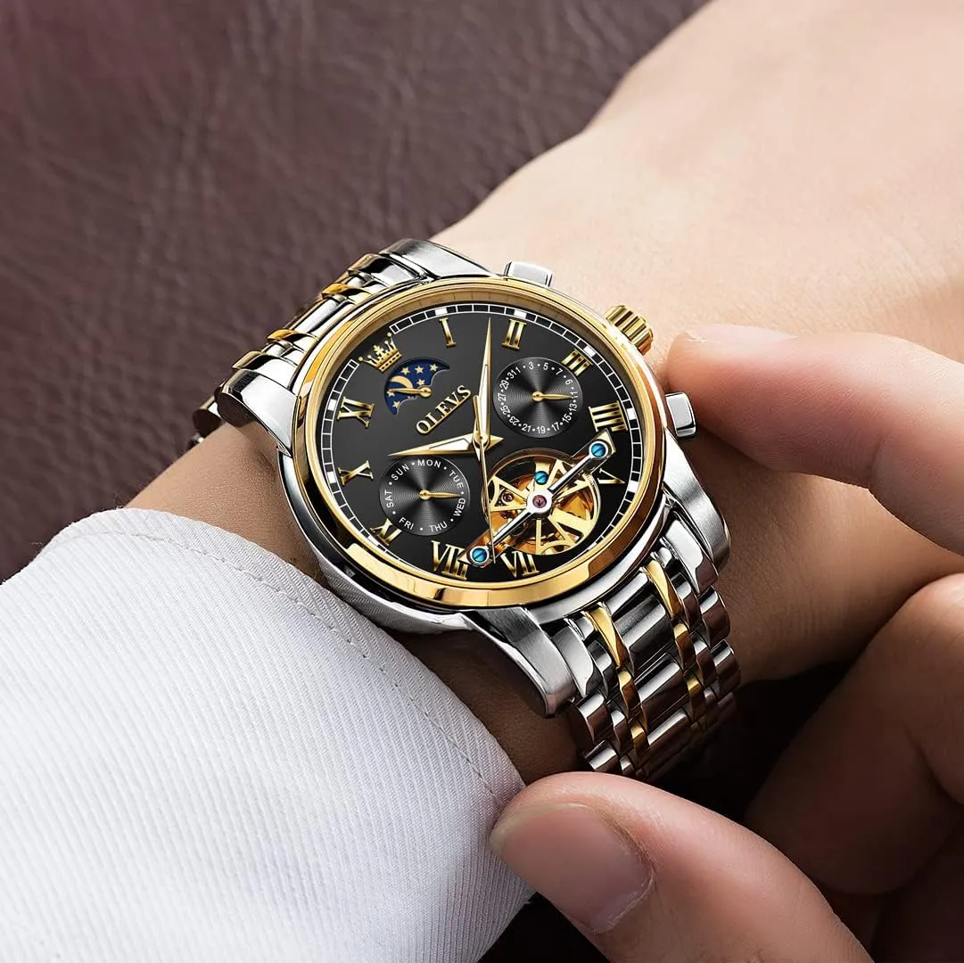 Winding Luxury Fashion Dress Wrist Watch Luminous fog solar confidence atmosphere hairlike Waterproof OLEVS Mens Automatic Watches Skeleton Mechanical Self 