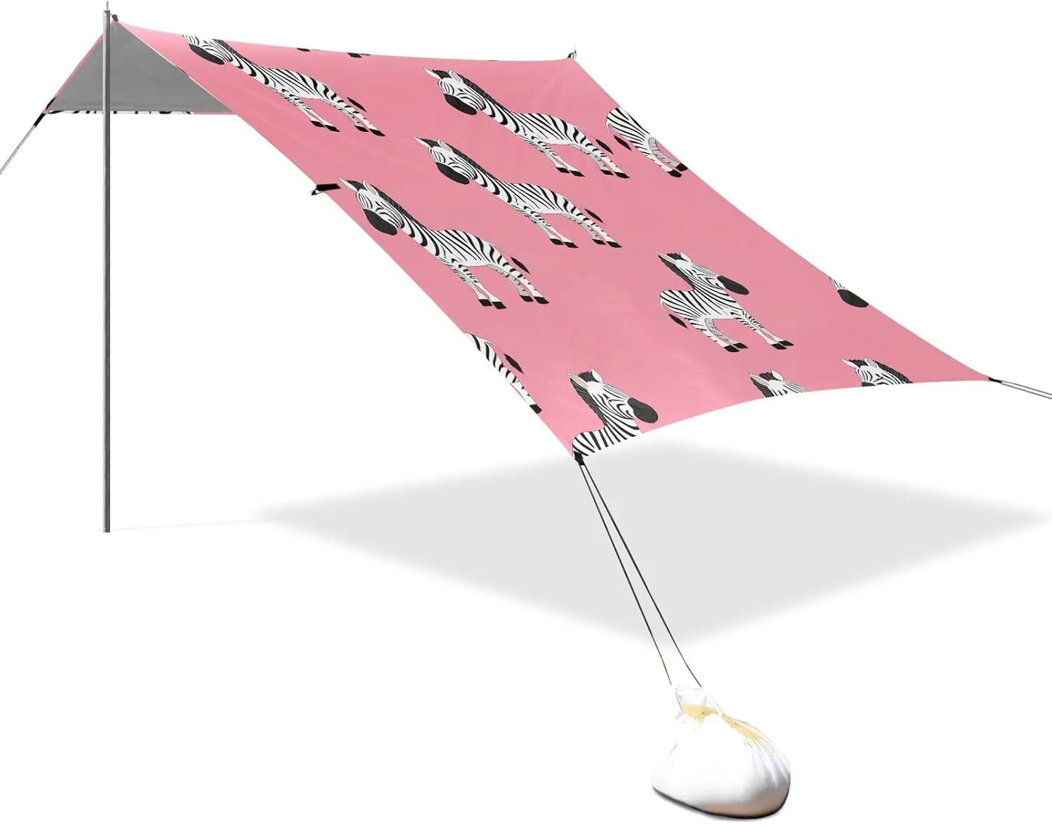 Windproof with Anchor Poles Easy up 9.2 ?? 10.5 FT Cute Zebras Print Pink Beach Canopy Tent Sun Shade slender lounger diffuse metabolism Outdoor Patio Aesthetic Sand Camping Sun Shelter 