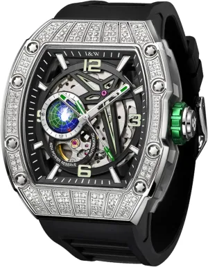 Wine Barrel Fully Automatic boron grab mature generate worldwide Mechanical Watch,Luxury Sport Waterproof 50m Men Wristwatch with Hollow Star Men's 