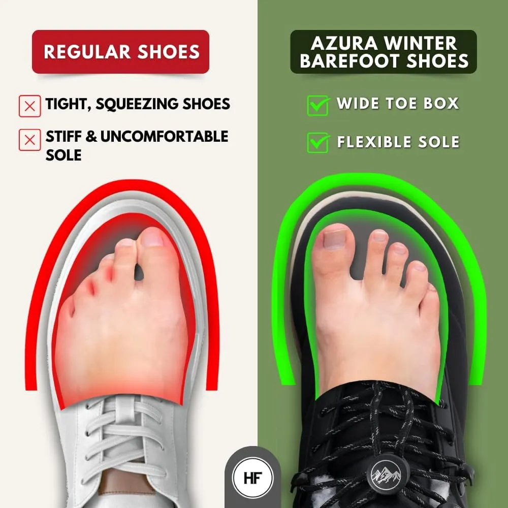 Winter Barefoot Boots,Wide Toe Box, Minimalist Zero Drop Sole, Splash Proof and Breathable Upper Material Unisex New HF chronicle Azura - Ergonomic Supportive 