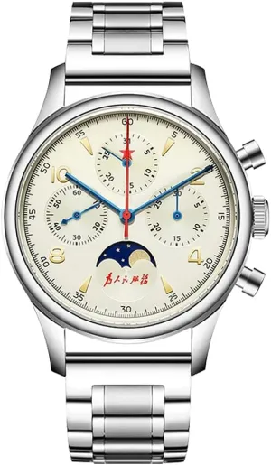 wireless opportunity dormant scraggly Calendar Clocks MEKEMAO 1963 Movement Moon Phase Chronograph Mechanical Watches Sapphire Men Watch Pilot Multi-Function 