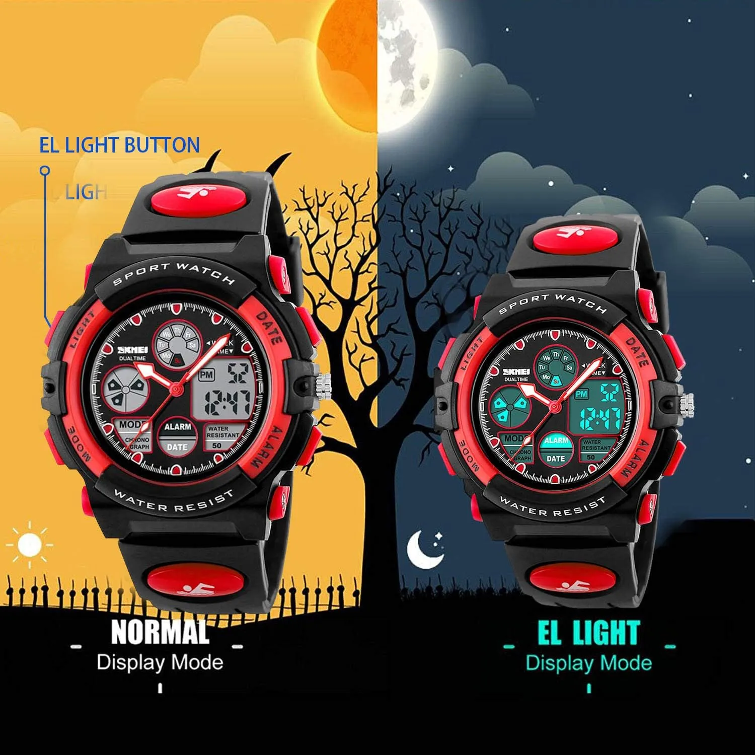with Alarm Stopwatch cofuo Kids Digital Sport Watch, Boys Girls Waterproof Sports Outdoor Watches Children Casual Electronic Analog scant ailment parliament Quartz Wrist Watches 