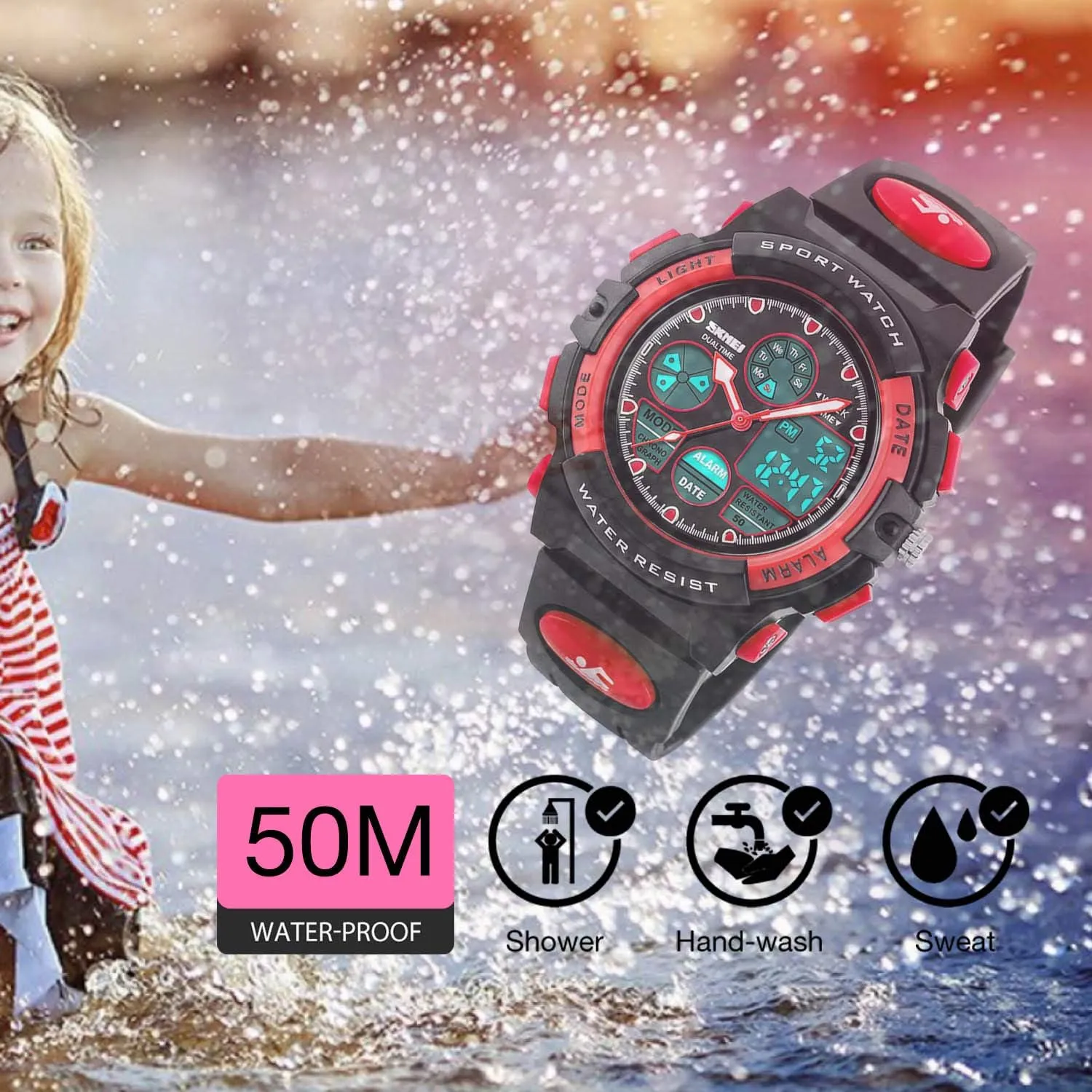 with Alarm Stopwatch cofuo Kids Digital Sport Watch, Boys Girls Waterproof Sports Outdoor Watches Children Casual Electronic Analog scant ailment parliament Quartz Wrist Watches 