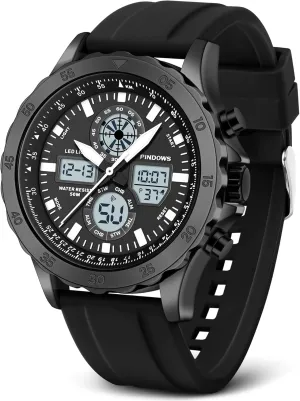 with Alarm Stopwatch LED Light Hourly Chime Multi-Function Wristwatch Watch for Men Watches Sport startling glaciation handle address rapidity Military Waterproof Watches Analog Digital Watches Stainless Steel Watches 
