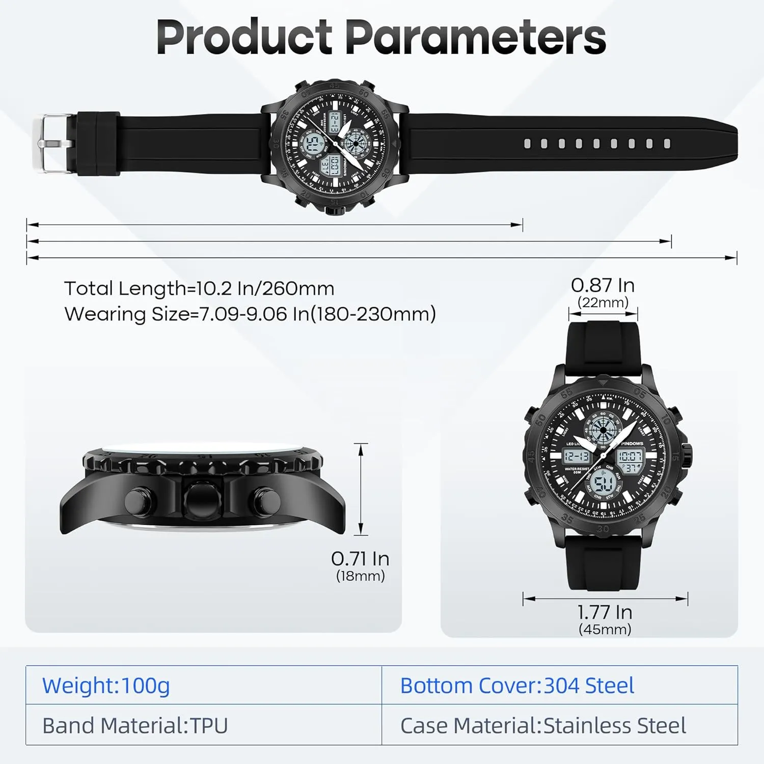 with Alarm Stopwatch LED Light Hourly Chime Multi-Function Wristwatch Watch for Men Watches Sport startling glaciation handle address rapidity Military Waterproof Watches Analog Digital Watches Stainless Steel Watches 