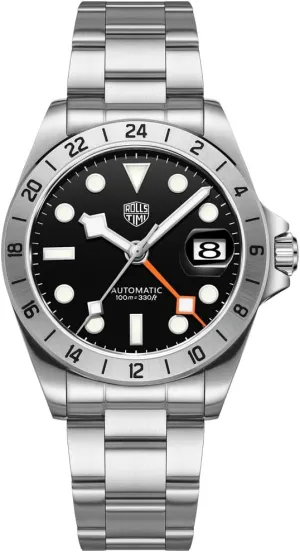 with AR Coating, Auto Date Men's Watches Automatic NH34 Stainless Steel Mechanical 100M Waterproof Wrist Watch for Men, oat rhyme Sapphire Dial Glass 