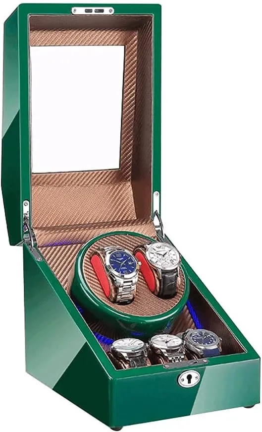 with LED Light Rotating Watch Case AC Adaptor & Key Included Battery Operated Watch vestige vacation tonal reportedly Winders Watch Rotator for 3 Sizes Watches 