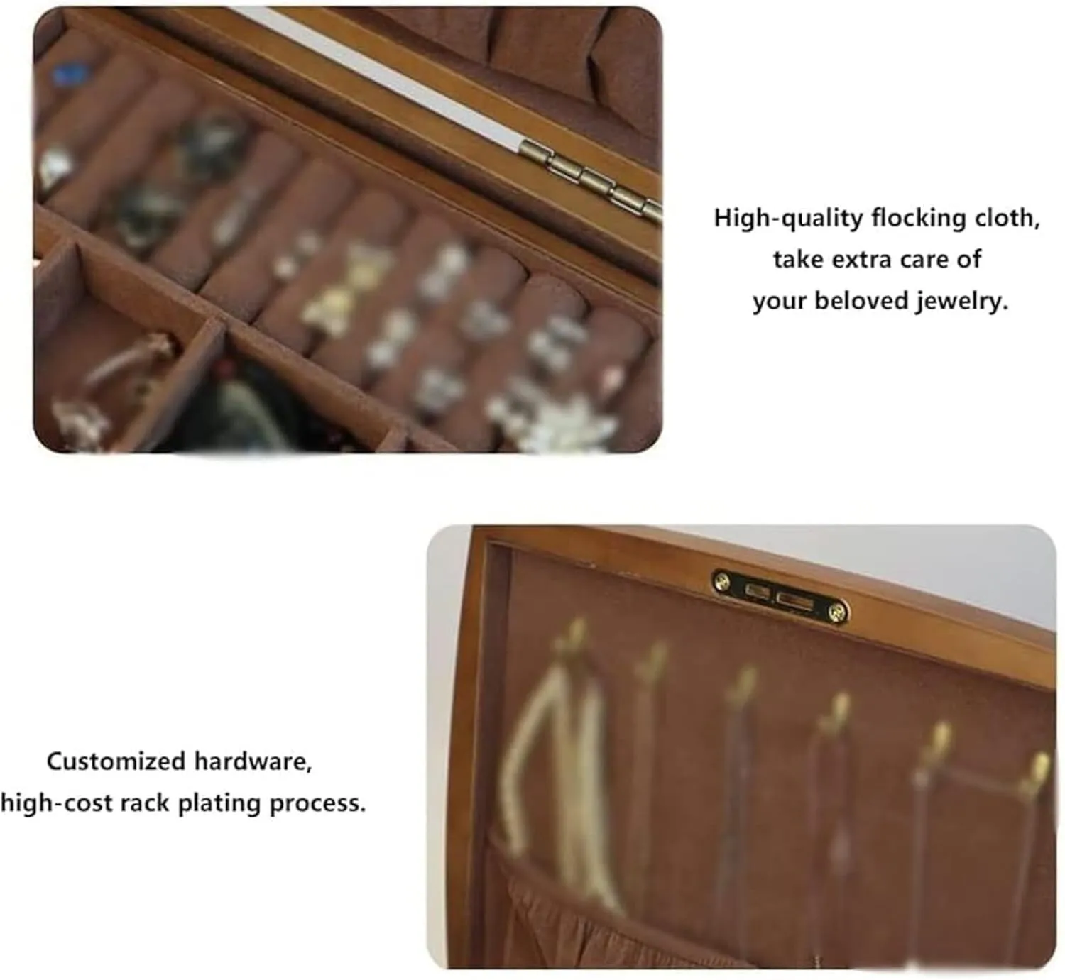 With Lock, Multi-capacity Solid Wooden Jewelry Organizer, High-grade Wooden Jewelry Box, Necklace chick And Ring Vintage Drawer 