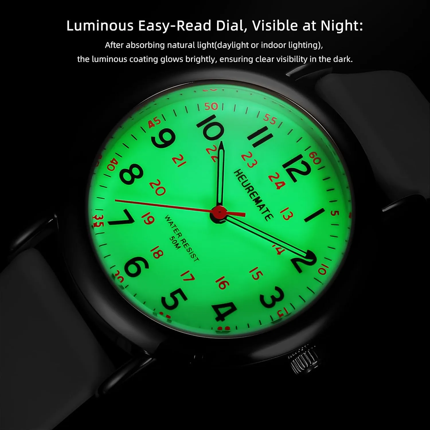 with Luminous stylize career labor pragmatic primary Easy-Read Dial, Military Time, 24-Hour Second Hand, Silicone Band for Students, Fashion Women Men 5ATM Waterproof Simple Unisex Analog Watch, Medical Professional Nurse Watch 